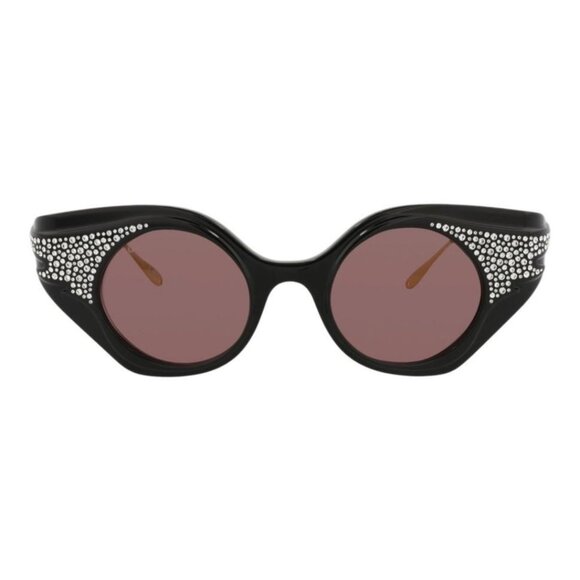 Gucci Womens Cat Eye Black Gold Brown Fashion Designer Eyewear - Picture 1 of 4